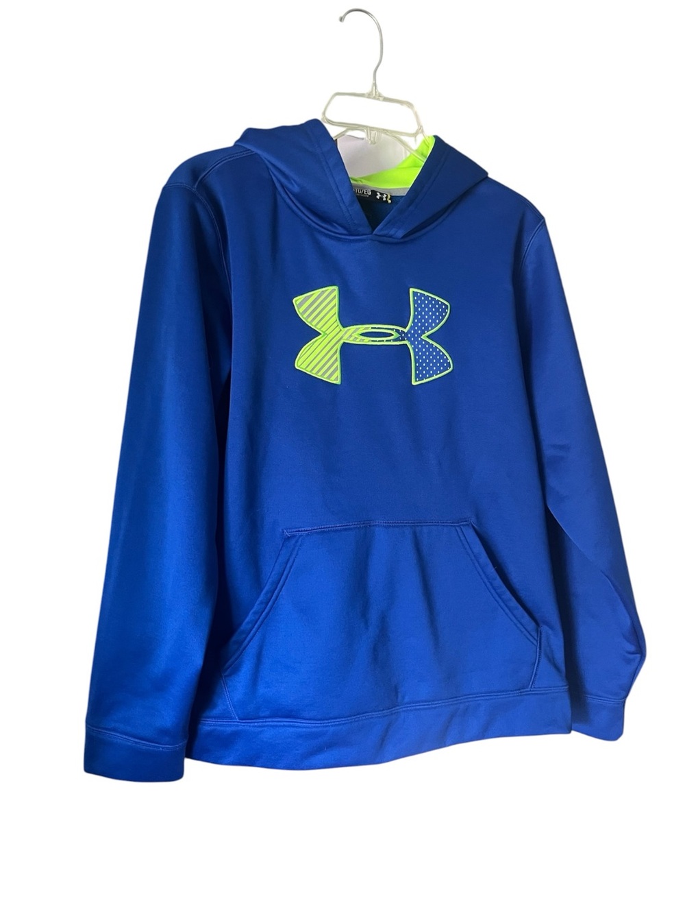 Under Armour Storm Hoodie Youth XL Blue & Neon Green NWOT Like New